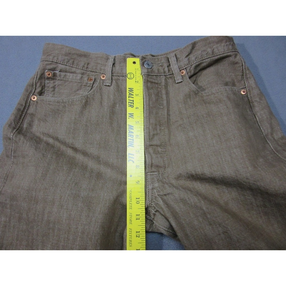 Levis 501 Jeans Mens 33x34 Brown Button Fly White Oak Cone Denim Straight Shrunk - Picture 7 of 16